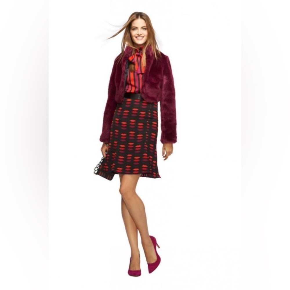 L’wren Scott for Banana Republic Lipstick Print Skirt, Size 4. EUC